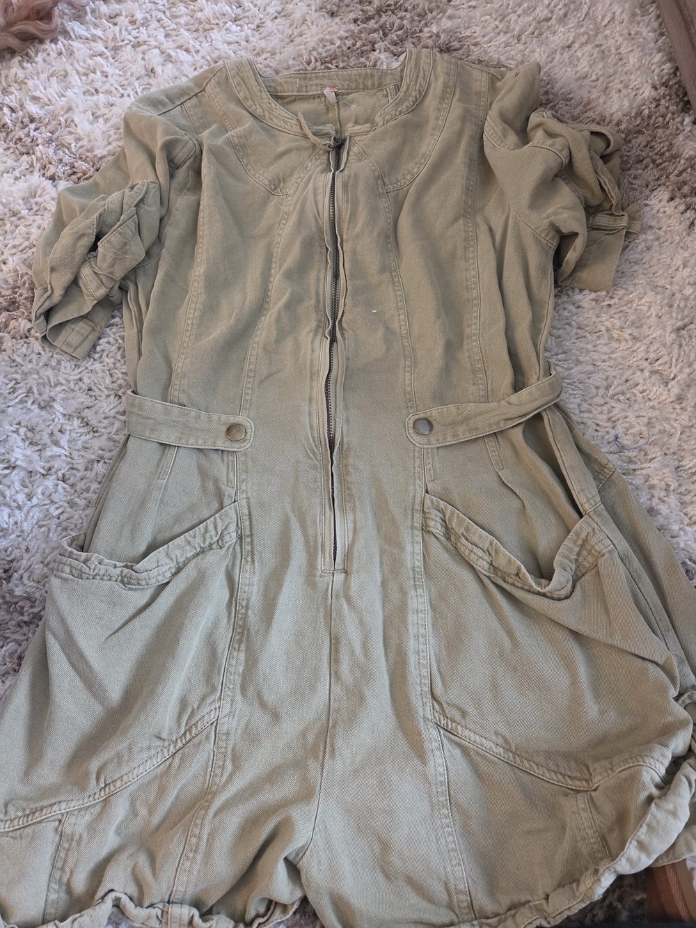Free People Olive Green Utility Jumpsuit Romper